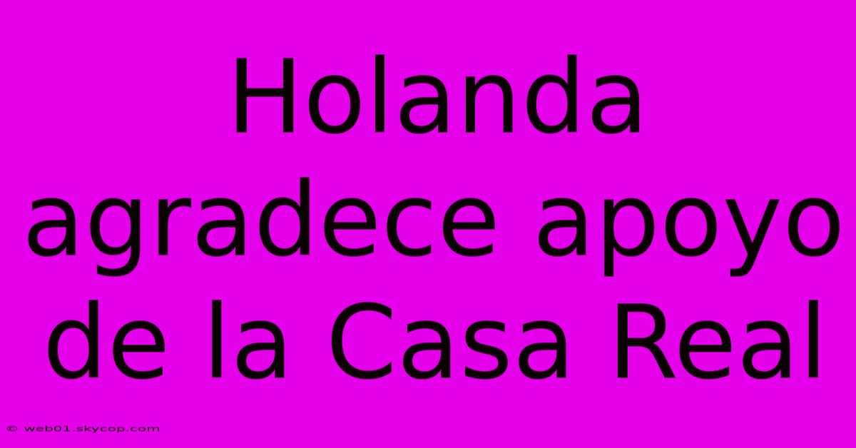 Holanda Agradece Apoyo De La Casa Real