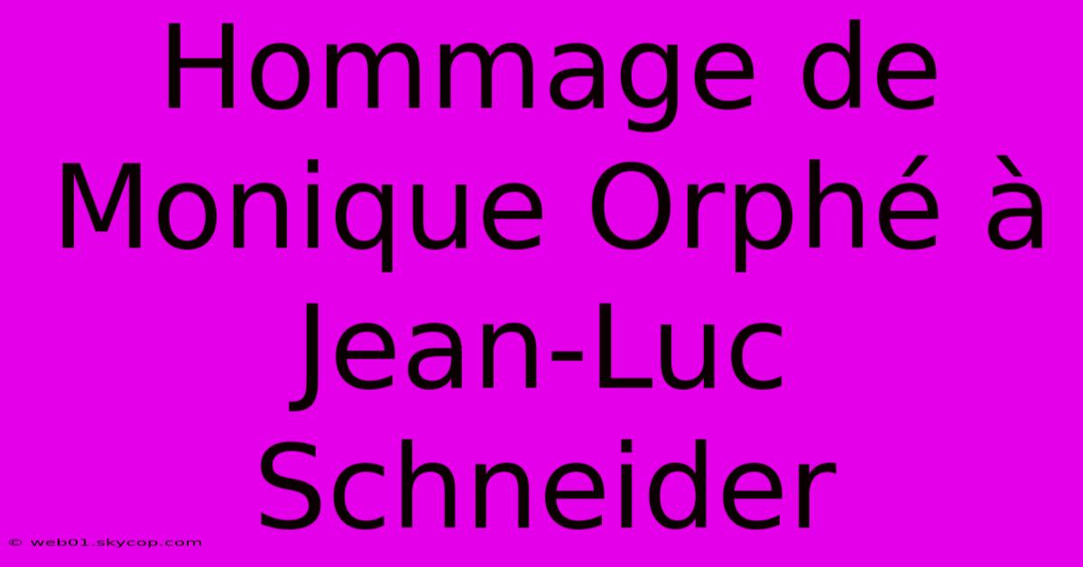 Hommage De Monique Orphé À Jean-Luc Schneider 