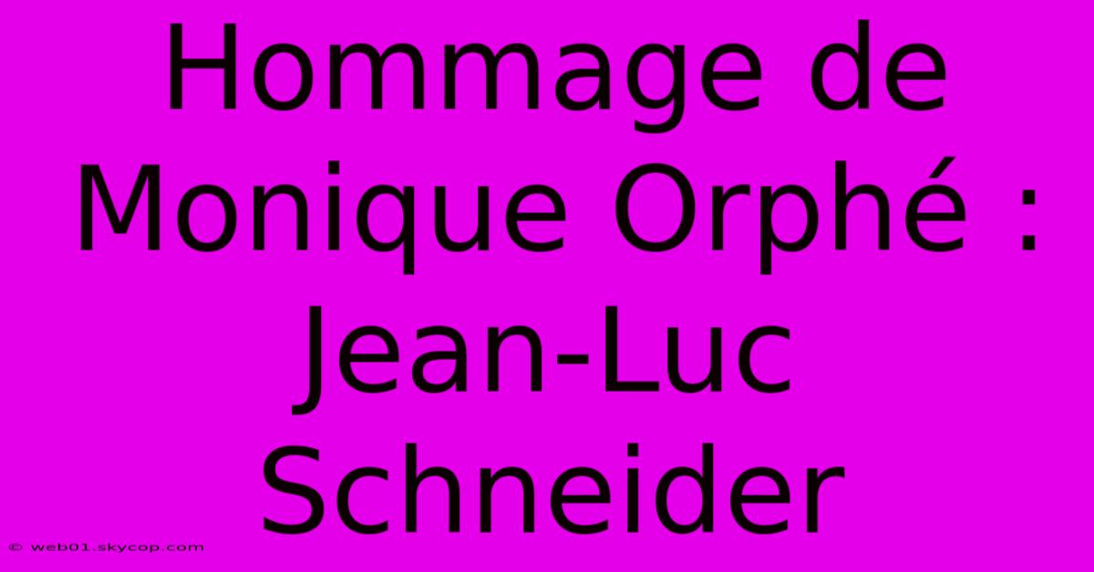 Hommage De Monique Orphé : Jean-Luc Schneider