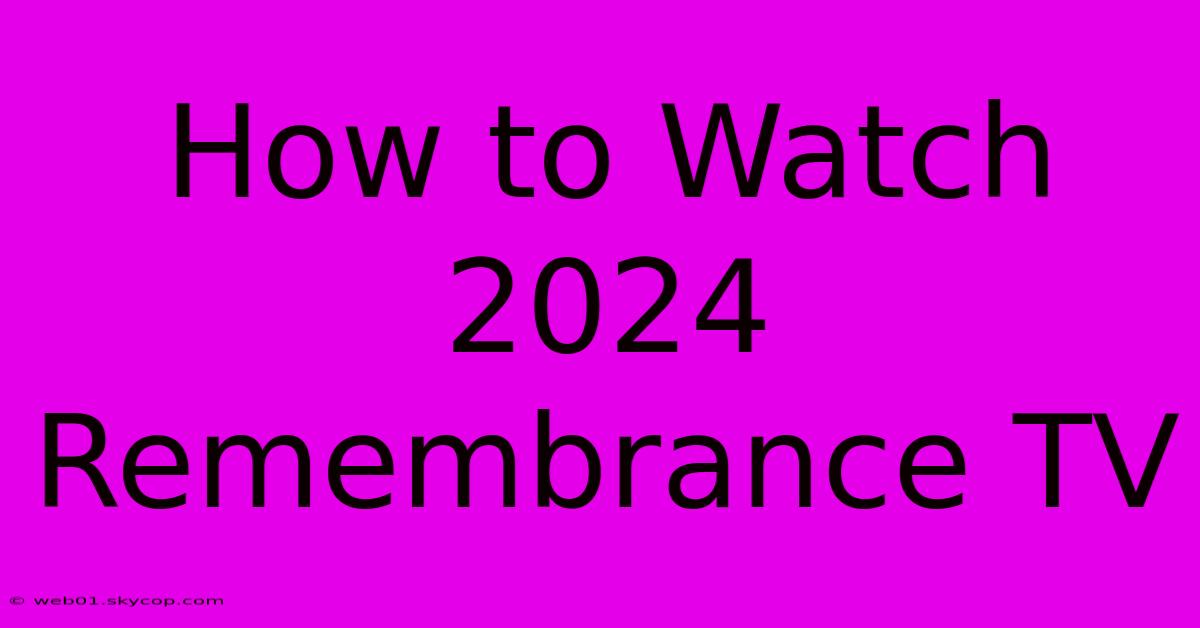 How To Watch 2024 Remembrance TV