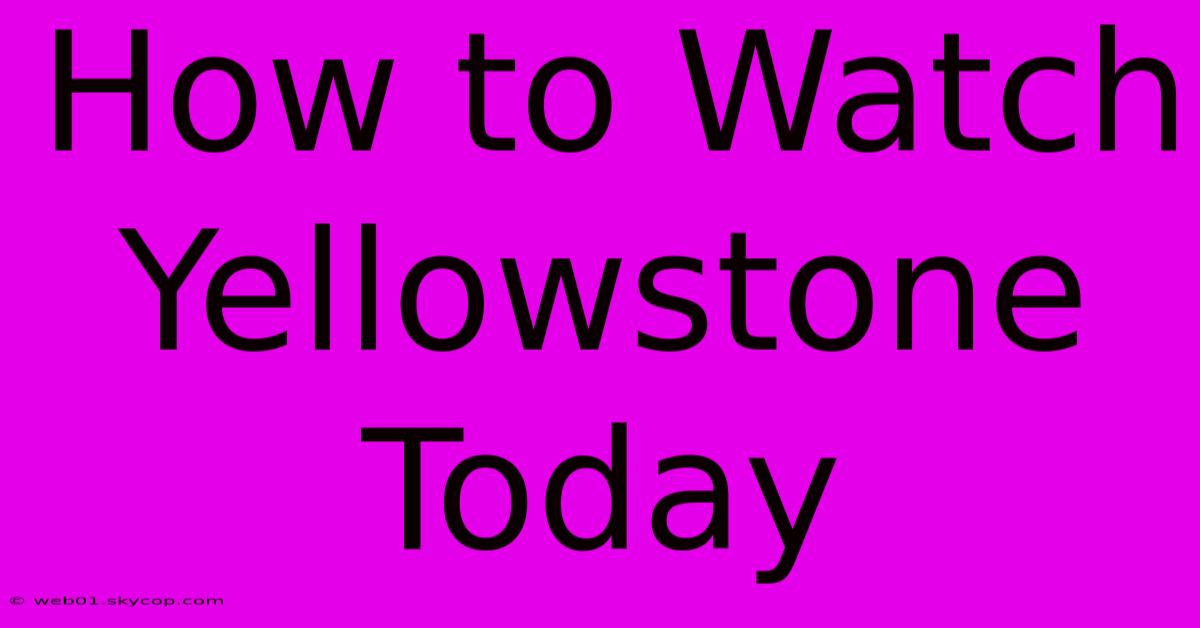 How To Watch Yellowstone Today