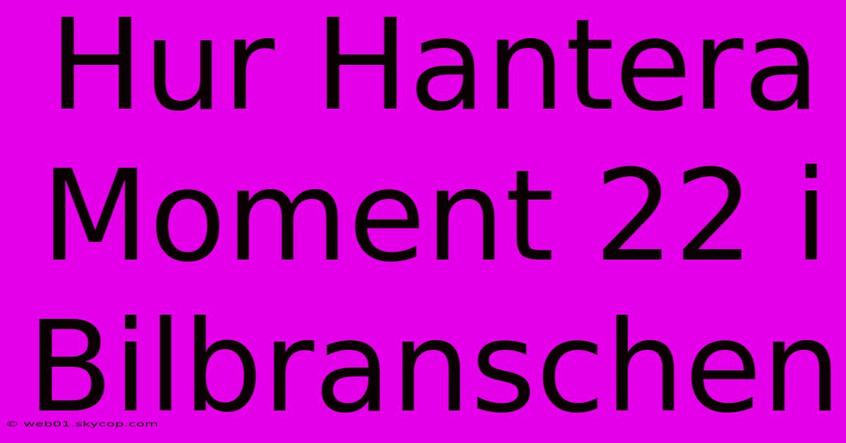 Hur Hantera Moment 22 I Bilbranschen 