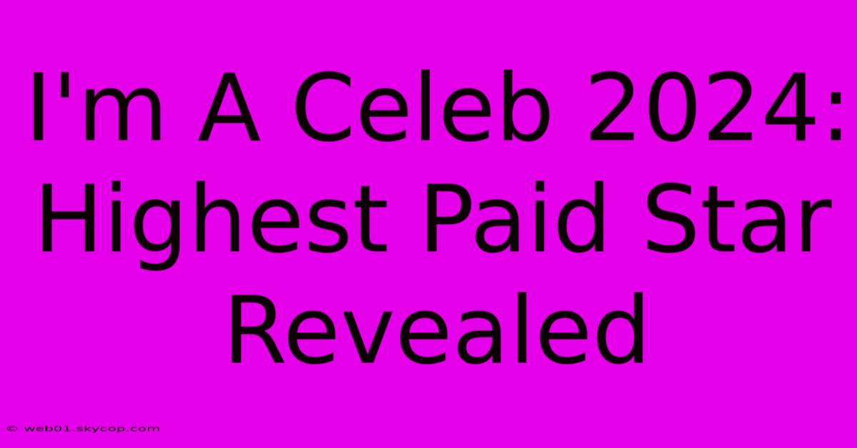 I'm A Celeb 2024: Highest Paid Star Revealed