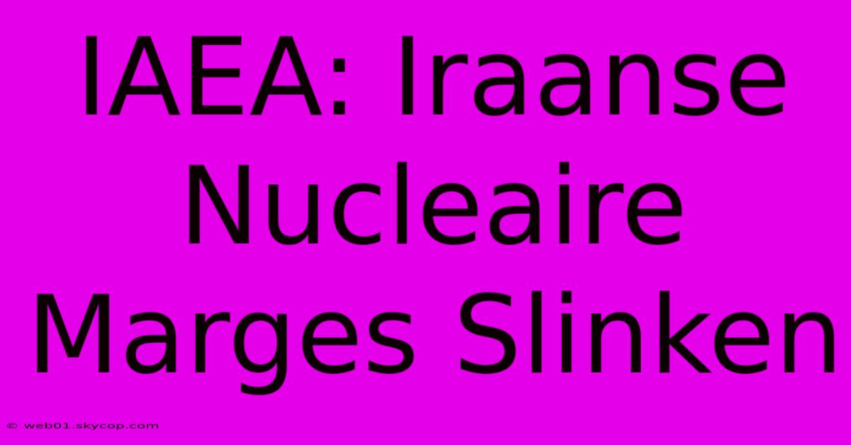 IAEA: Iraanse Nucleaire Marges Slinken