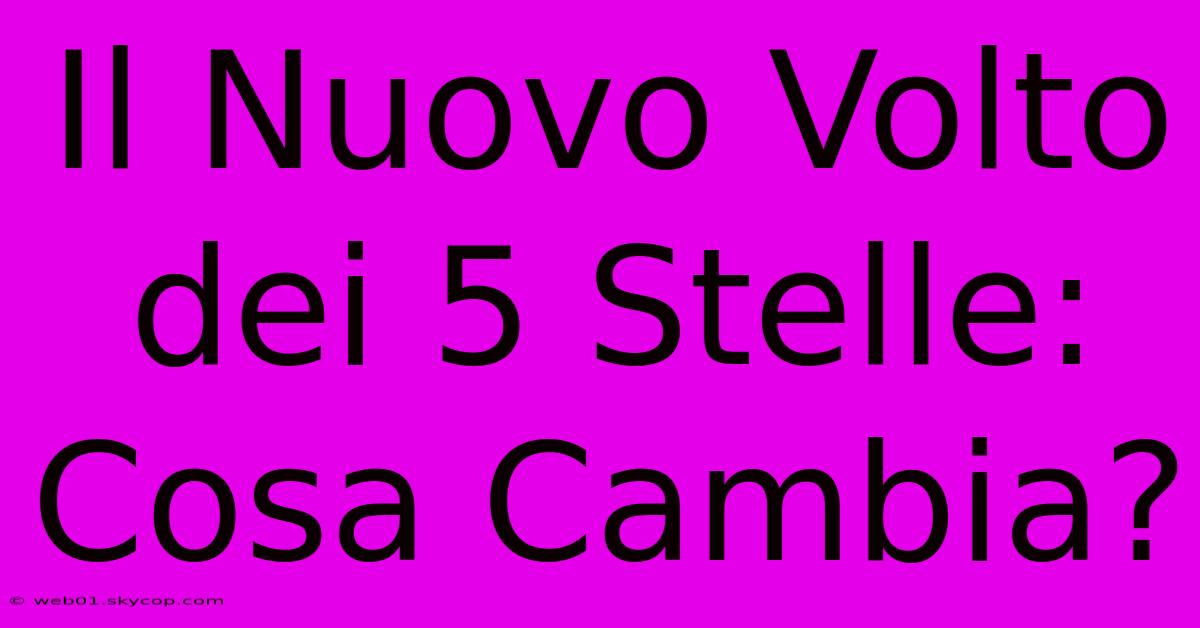 Il Nuovo Volto Dei 5 Stelle: Cosa Cambia?