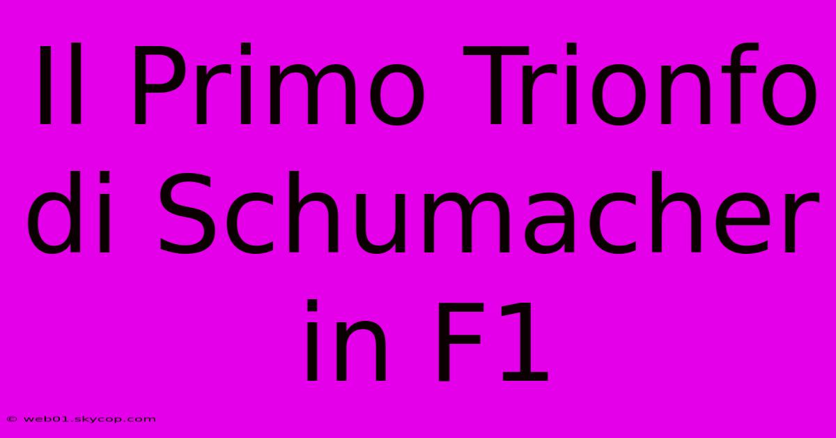 Il Primo Trionfo Di Schumacher In F1