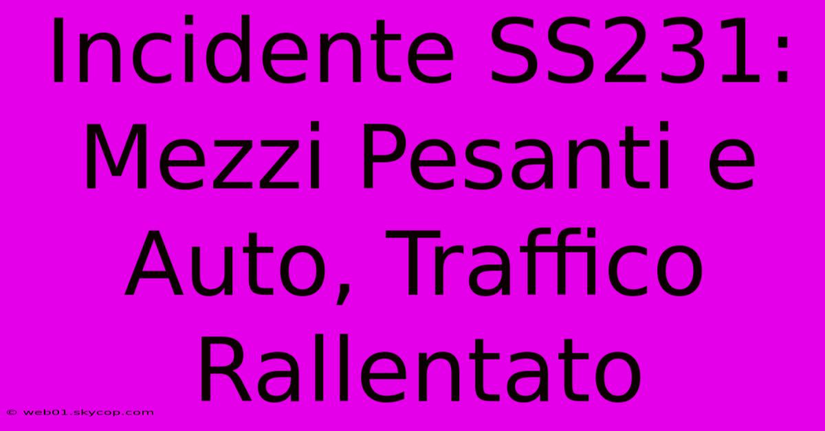 Incidente SS231: Mezzi Pesanti E Auto, Traffico Rallentato