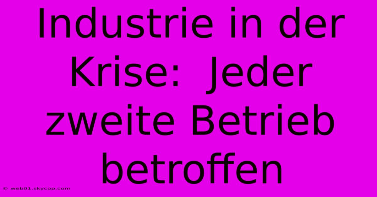 Industrie In Der Krise:  Jeder Zweite Betrieb Betroffen 