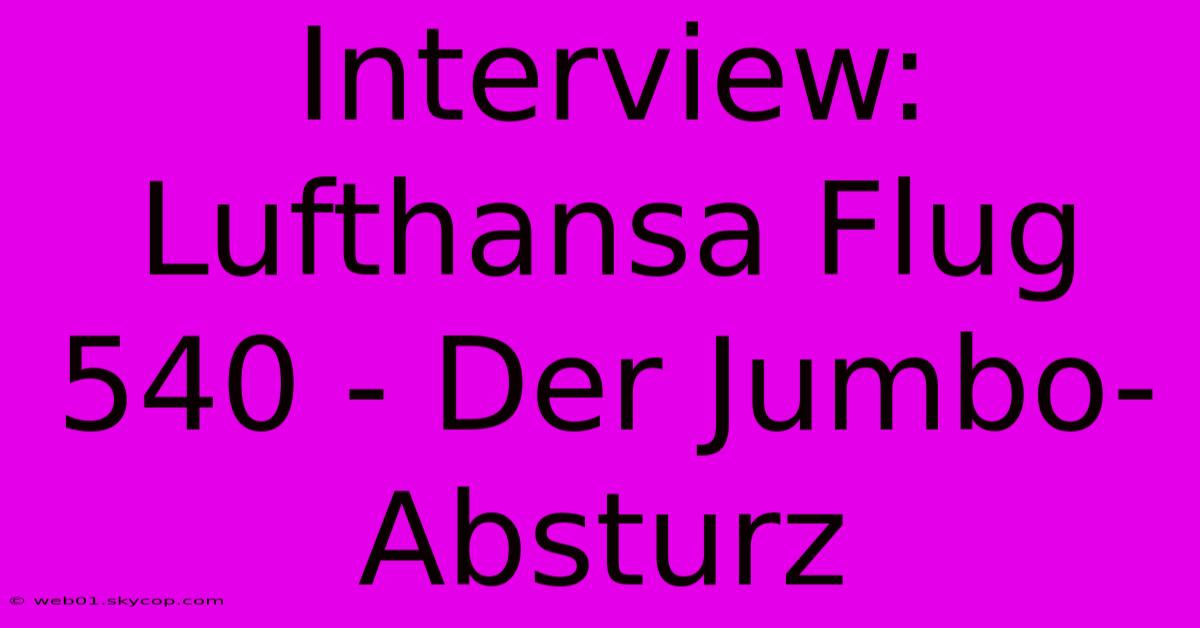 Interview: Lufthansa Flug 540 - Der Jumbo-Absturz