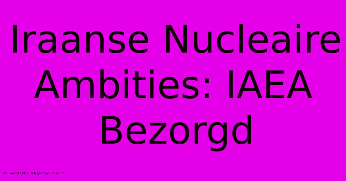 Iraanse Nucleaire Ambities: IAEA Bezorgd 