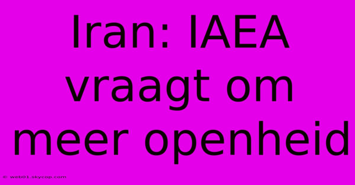 Iran: IAEA Vraagt Om Meer Openheid