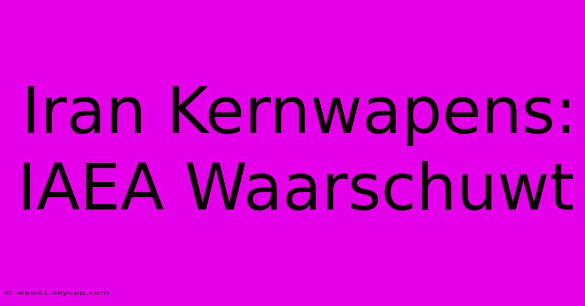 Iran Kernwapens: IAEA Waarschuwt