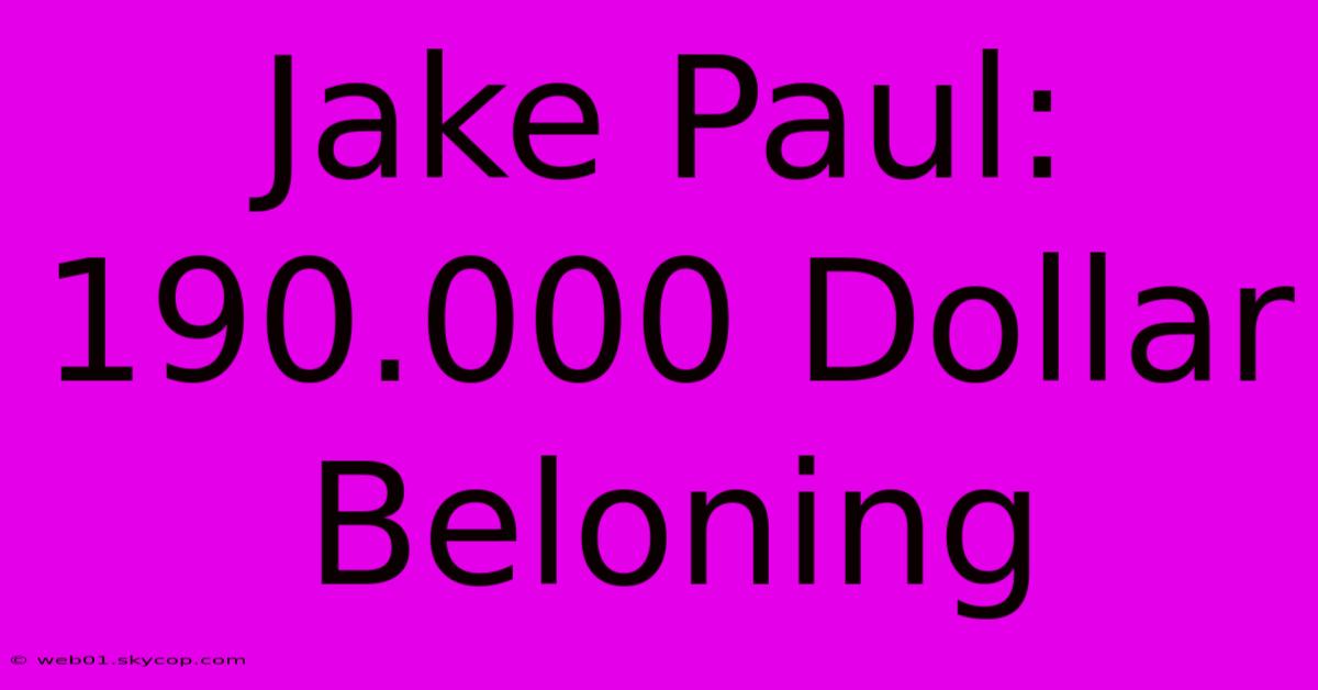 Jake Paul: 190.000 Dollar Beloning