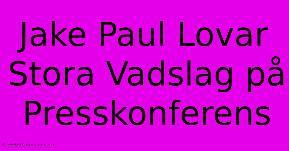 Jake Paul Lovar Stora Vadslag På Presskonferens