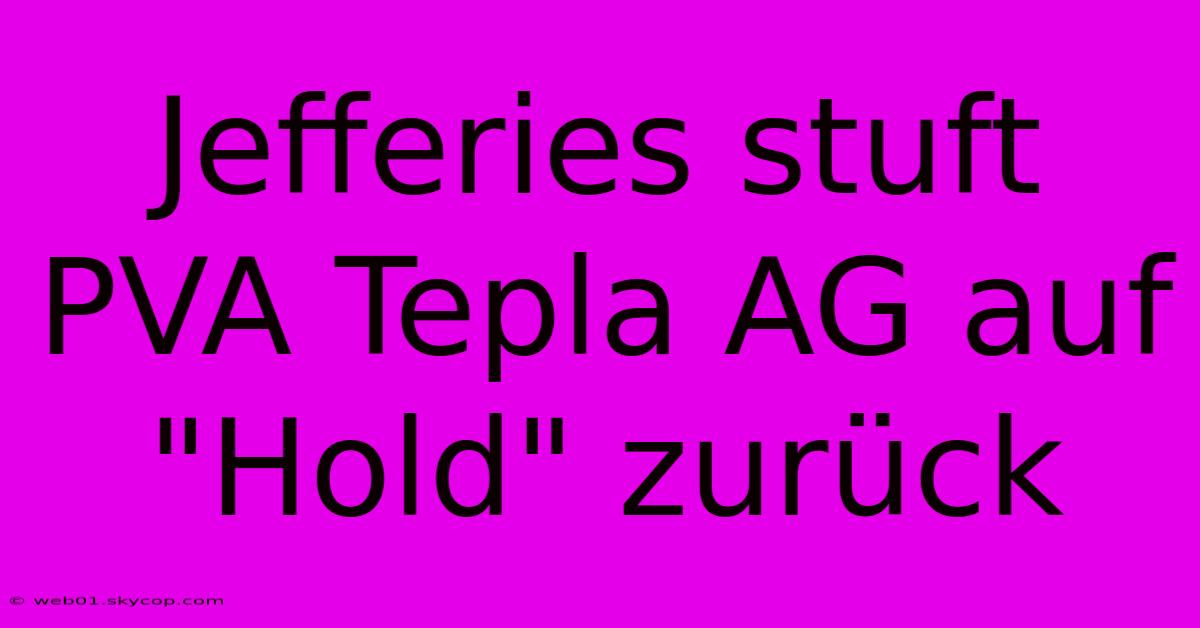 Jefferies Stuft PVA Tepla AG Auf 