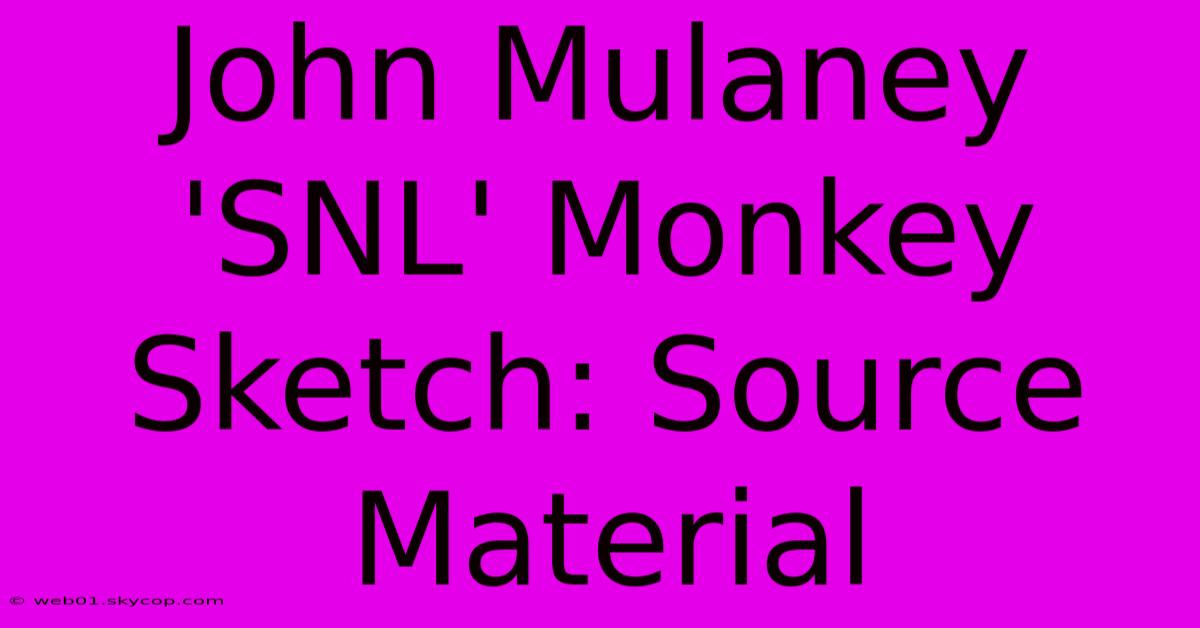 John Mulaney 'SNL' Monkey Sketch: Source Material