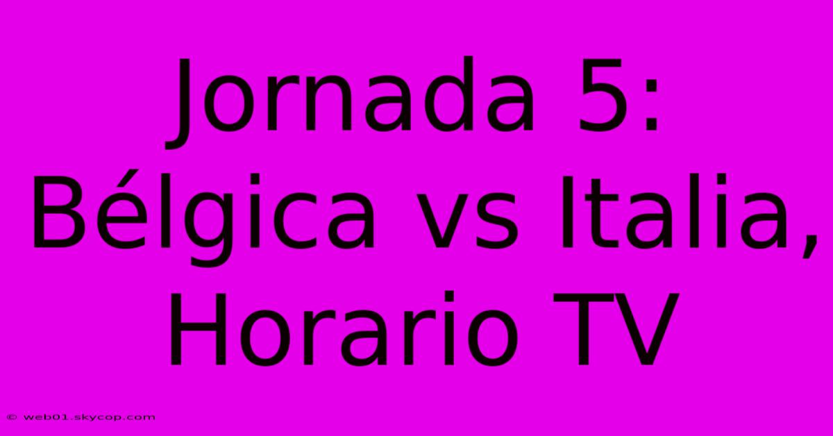 Jornada 5: Bélgica Vs Italia, Horario TV