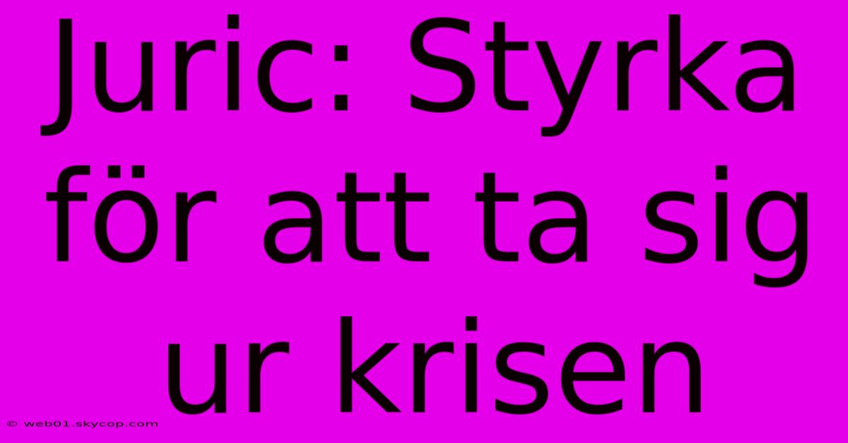 Juric: Styrka För Att Ta Sig Ur Krisen