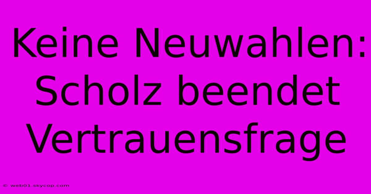 Keine Neuwahlen: Scholz Beendet Vertrauensfrage 