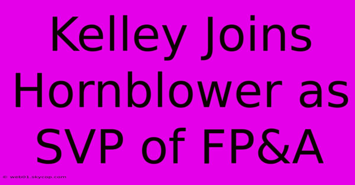 Kelley Joins Hornblower As SVP Of FP&A