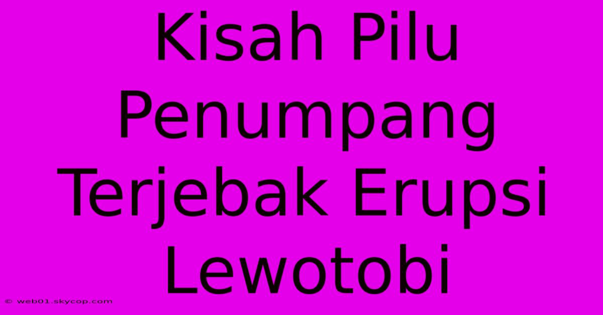 Kisah Pilu Penumpang Terjebak Erupsi Lewotobi