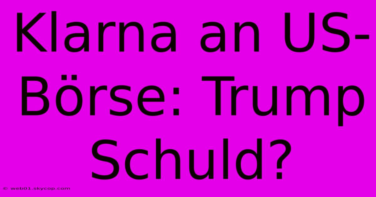 Klarna An US-Börse: Trump Schuld?