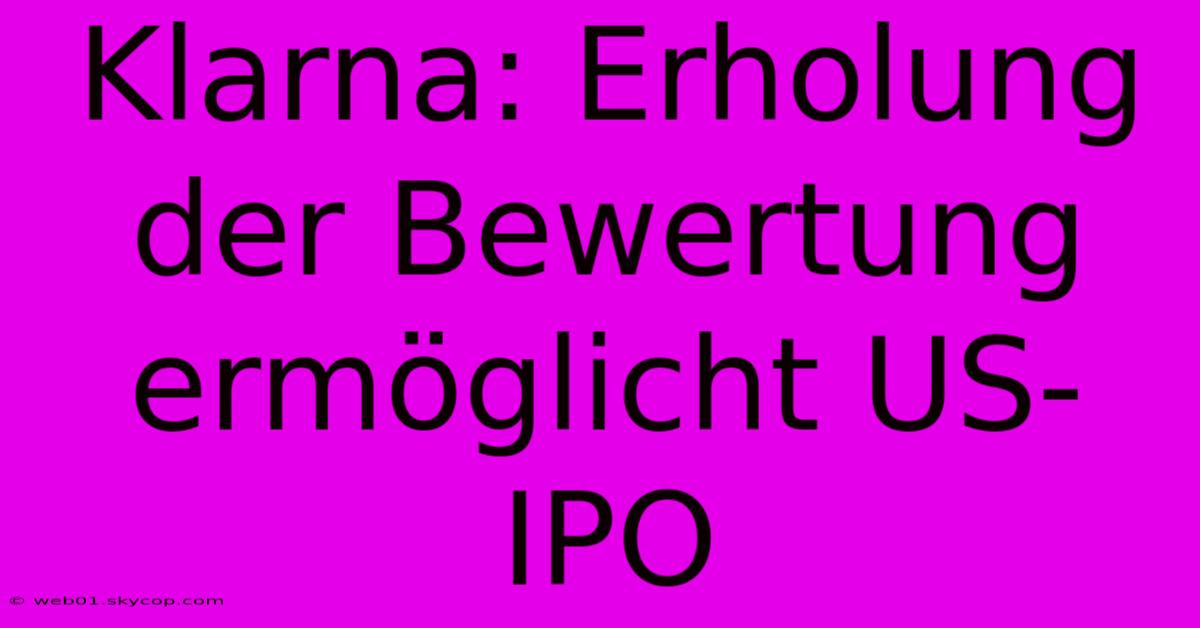 Klarna: Erholung Der Bewertung Ermöglicht US-IPO