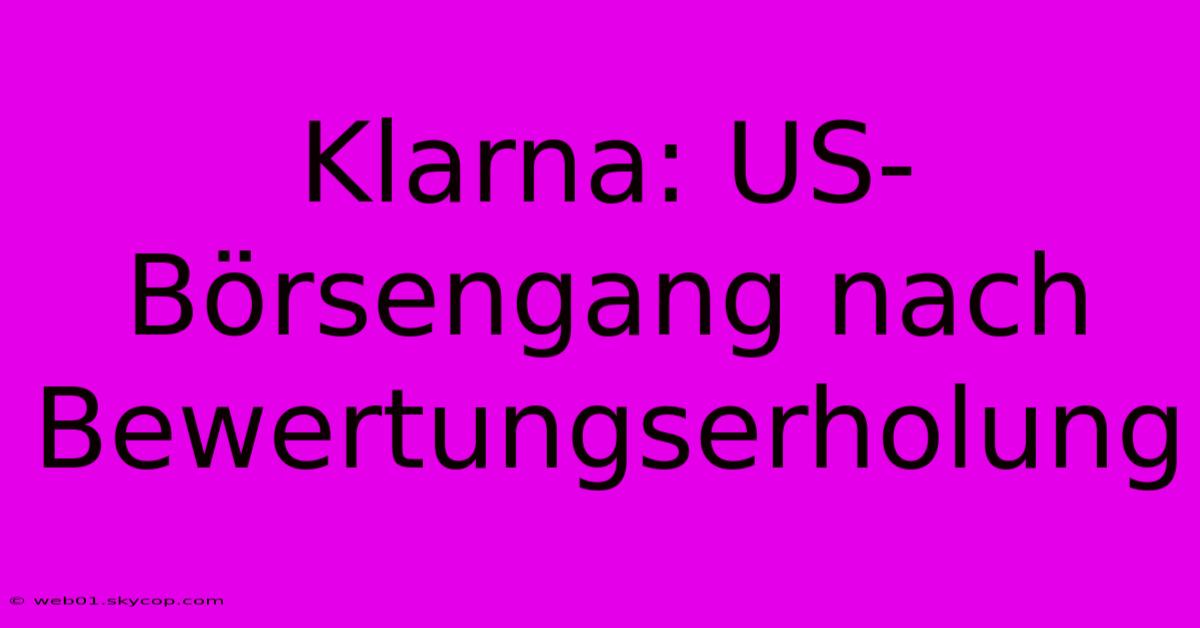 Klarna: US-Börsengang Nach Bewertungserholung 