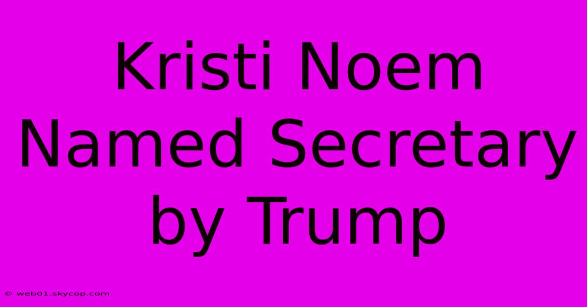 Kristi Noem Named Secretary By Trump