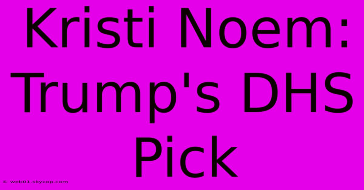 Kristi Noem: Trump's DHS Pick