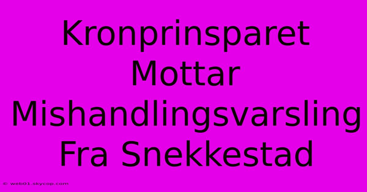 Kronprinsparet Mottar Mishandlingsvarsling Fra Snekkestad