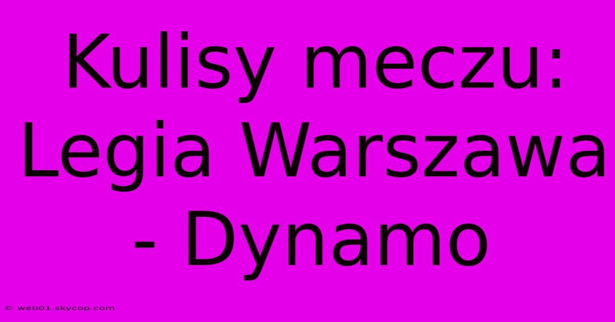 Kulisy Meczu: Legia Warszawa - Dynamo