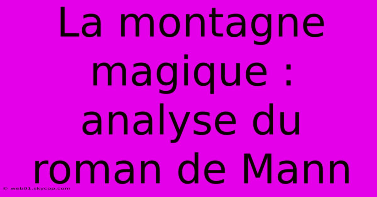 La Montagne Magique : Analyse Du Roman De Mann 