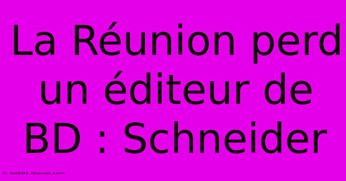 La Réunion Perd Un Éditeur De BD : Schneider