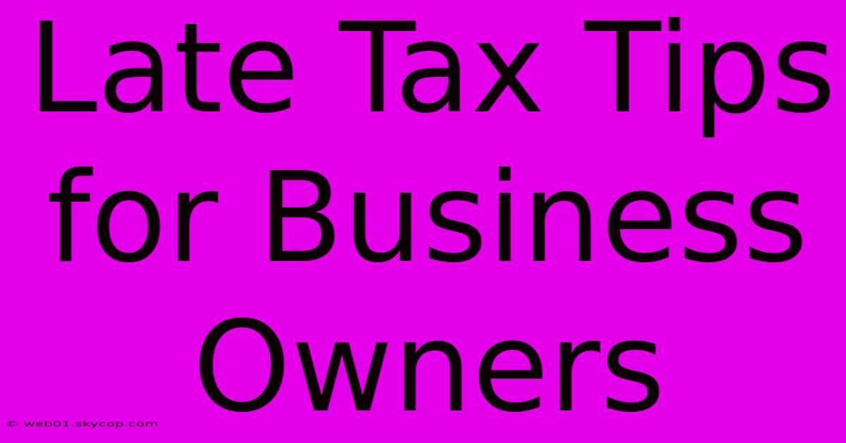 Late Tax Tips For Business Owners