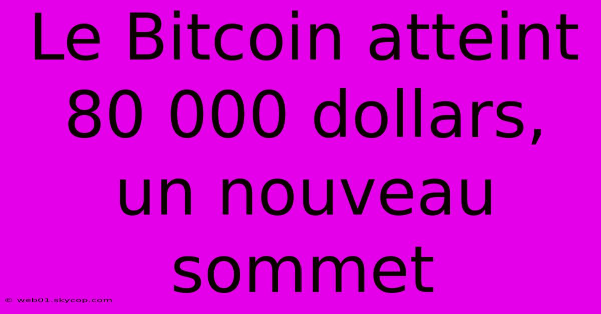 Le Bitcoin Atteint 80 000 Dollars, Un Nouveau Sommet