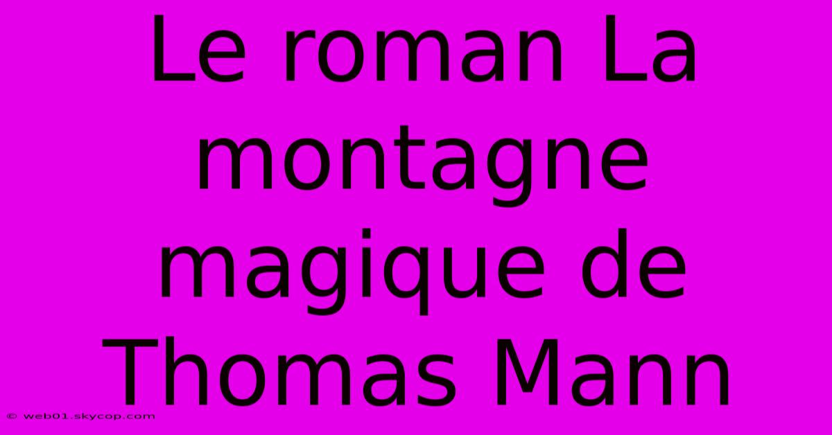 Le Roman La Montagne Magique De Thomas Mann 