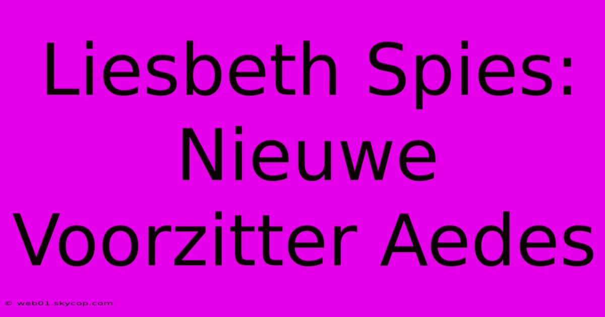 Liesbeth Spies: Nieuwe Voorzitter Aedes