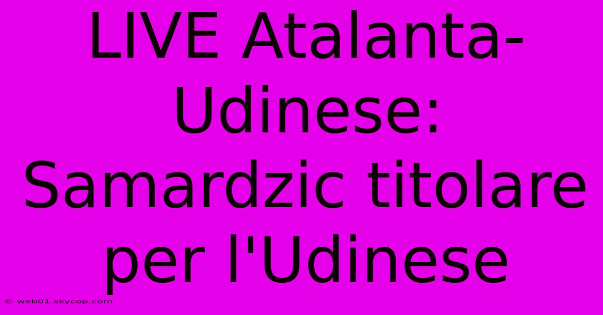 LIVE Atalanta-Udinese: Samardzic Titolare Per L'Udinese 