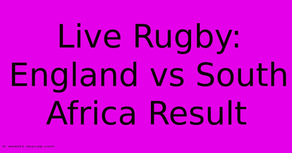 Live Rugby: England Vs South Africa Result