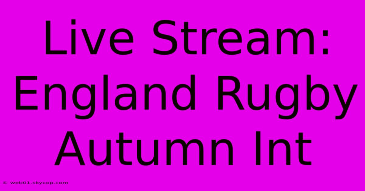 Live Stream: England Rugby Autumn Int