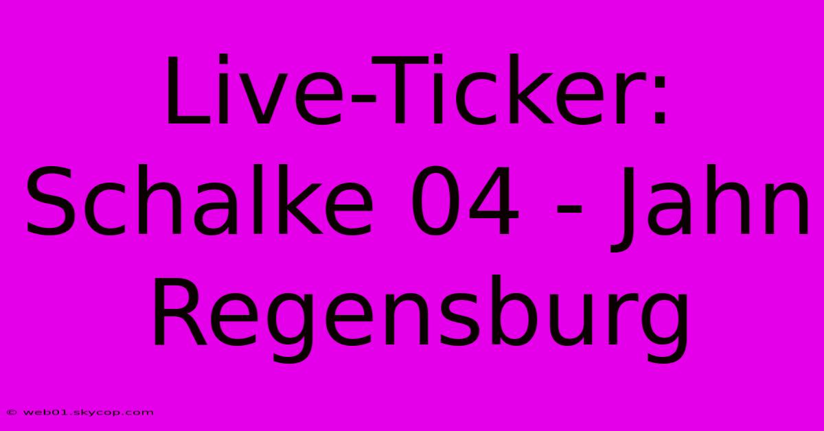 Live-Ticker: Schalke 04 - Jahn Regensburg