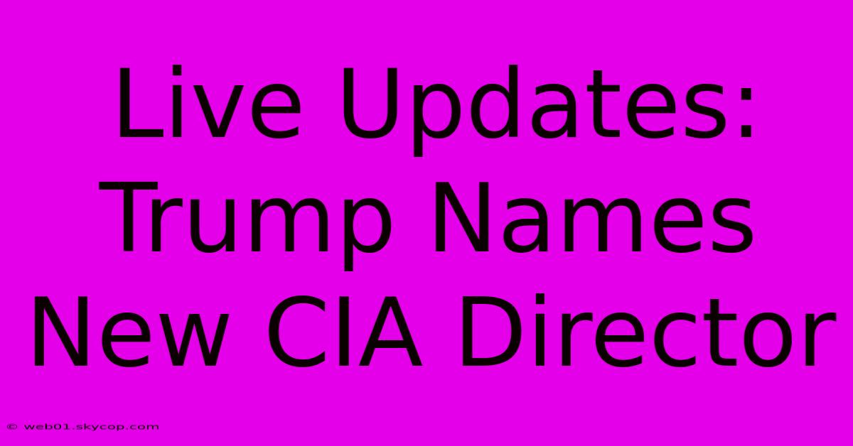 Live Updates: Trump Names New CIA Director 