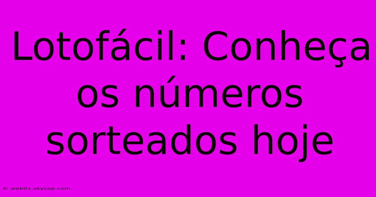 Lotofácil: Conheça Os Números Sorteados Hoje