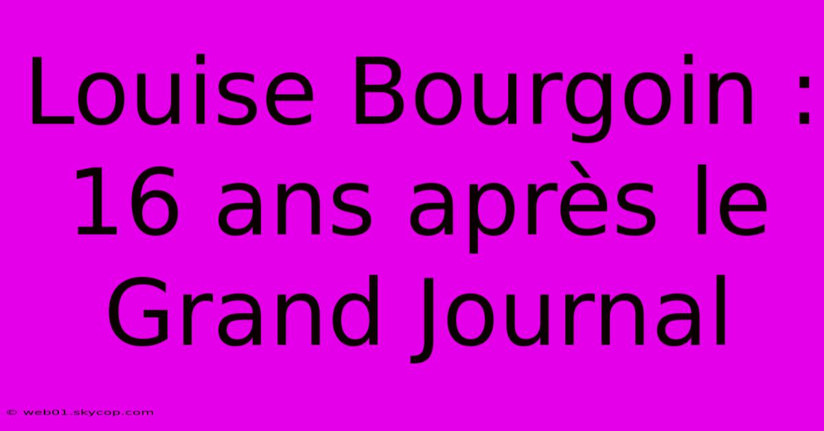 Louise Bourgoin : 16 Ans Après Le Grand Journal