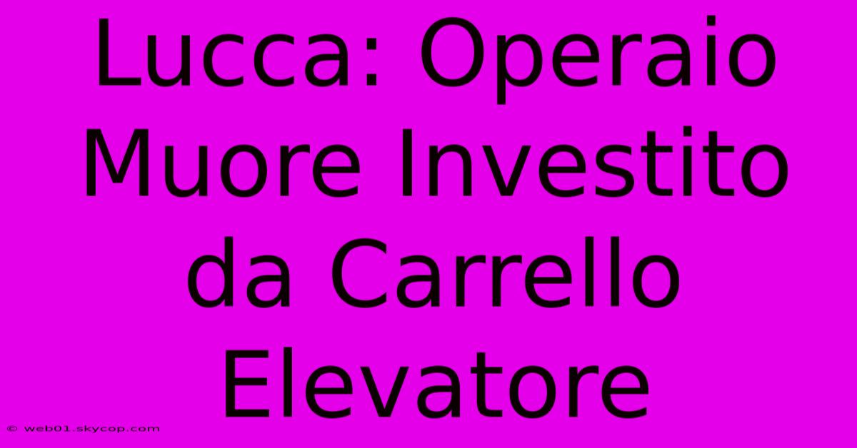 Lucca: Operaio Muore Investito Da Carrello Elevatore