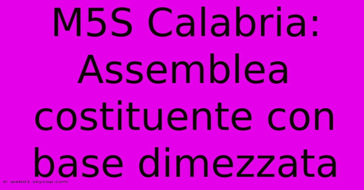 M5S Calabria: Assemblea Costituente Con Base Dimezzata