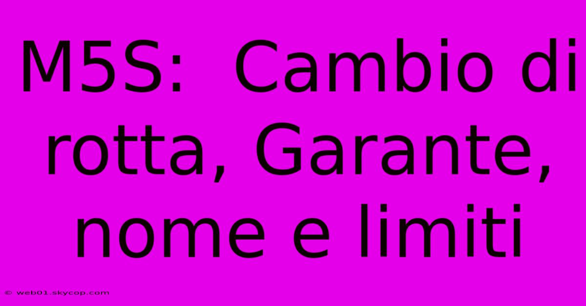 M5S:  Cambio Di Rotta, Garante, Nome E Limiti