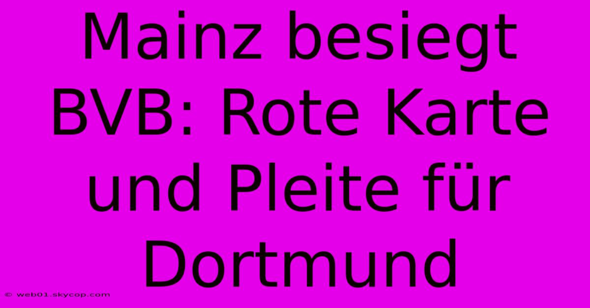 Mainz Besiegt BVB: Rote Karte Und Pleite Für Dortmund 