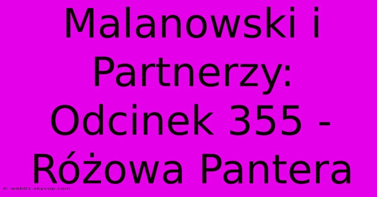 Malanowski I Partnerzy: Odcinek 355 - Różowa Pantera